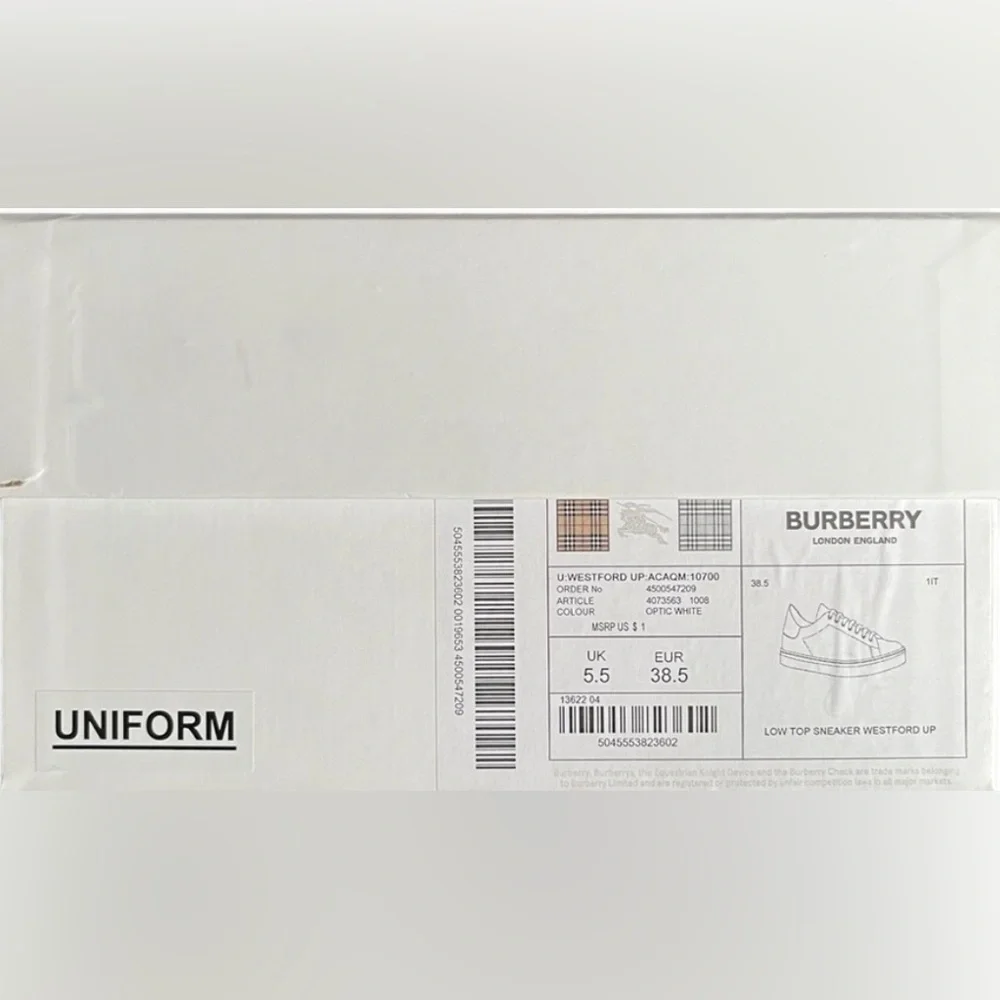 Authentic Burberry Uniform Optic White 38.5 - Picture 9 of 9